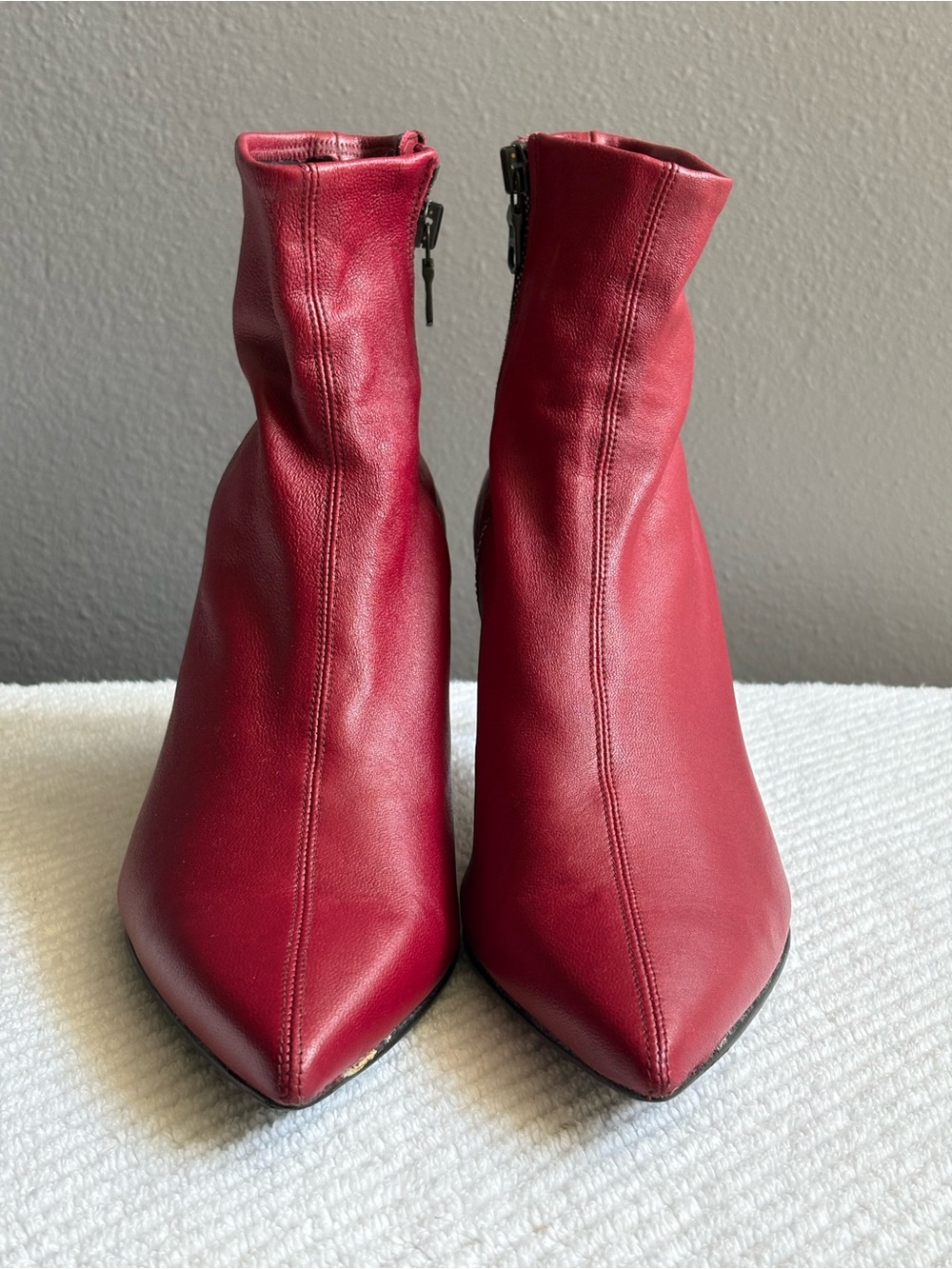 rag & bone Beha Red Leather Pointed Toe Ankle Boots Size 36.5/6-6.5